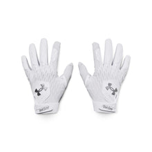 UA Clean Up Batting Gloves White/Silver Medium