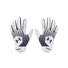 UA Clean Up Batting Gloves White/Navy Small