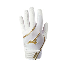 Mizuno MVP Youth Batting Gloves White/Gold Youth Medium