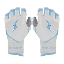 Bruce Bolt Chrome Series Long Cuff Batting Gloves-Adult Baby Blue Small