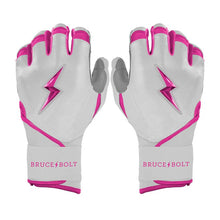 Bruce Bolt Chrome Series Long Cuff Batting Gloves-Adult Pink Small