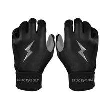 Bruce Bolt Chrome Series Short Cuff Batting Gloves-Adult Black Small