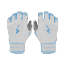Bruce Bolt Chrome Series Short Cuff Batting Gloves-Adult Baby Blue Small