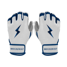 Bruce Bolt Chrome Series Short Cuff Batting Gloves-Adult Navy Blue Small