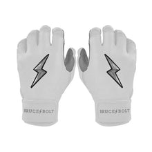 Bruce Bolt Chrome Series Short Cuff Batting Gloves-Adult White Small