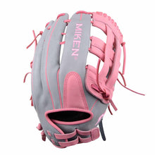 Miken Pro Series Gloves H-Web 13" LTD Edition Grey/Pink Left Hand Throw (wear on right hand)