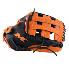 Miken Pro Series Gloves H-Web 13" LTD Edition Black/Orange Left Hand Throw (wear on right hand)