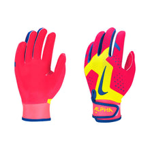 Nike Alpha 2.0 Youth Batting Gloves Chrome Yellow/Treasure Blue Medium / Large
