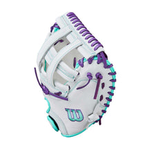 Wilson A500 Siren Fastpitch Dual Post CM White/Seafoam/Purple 32"-RHT