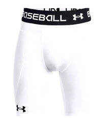 UA Boy's Utility Pro Sliding Shorts w/Cup White/Grey Youth Medium