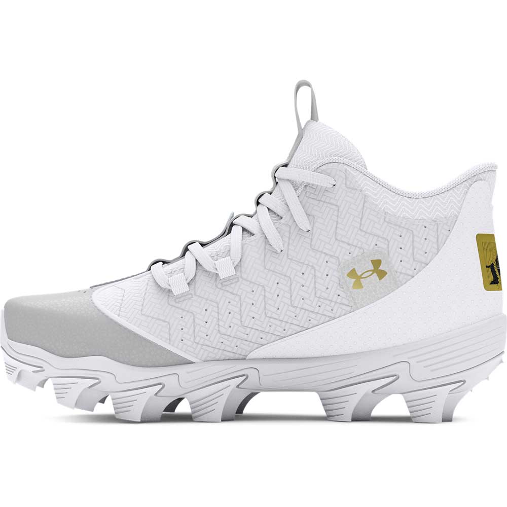 UA Harper 9 Mid RM JR Molded Rubber Cleats White 5.5