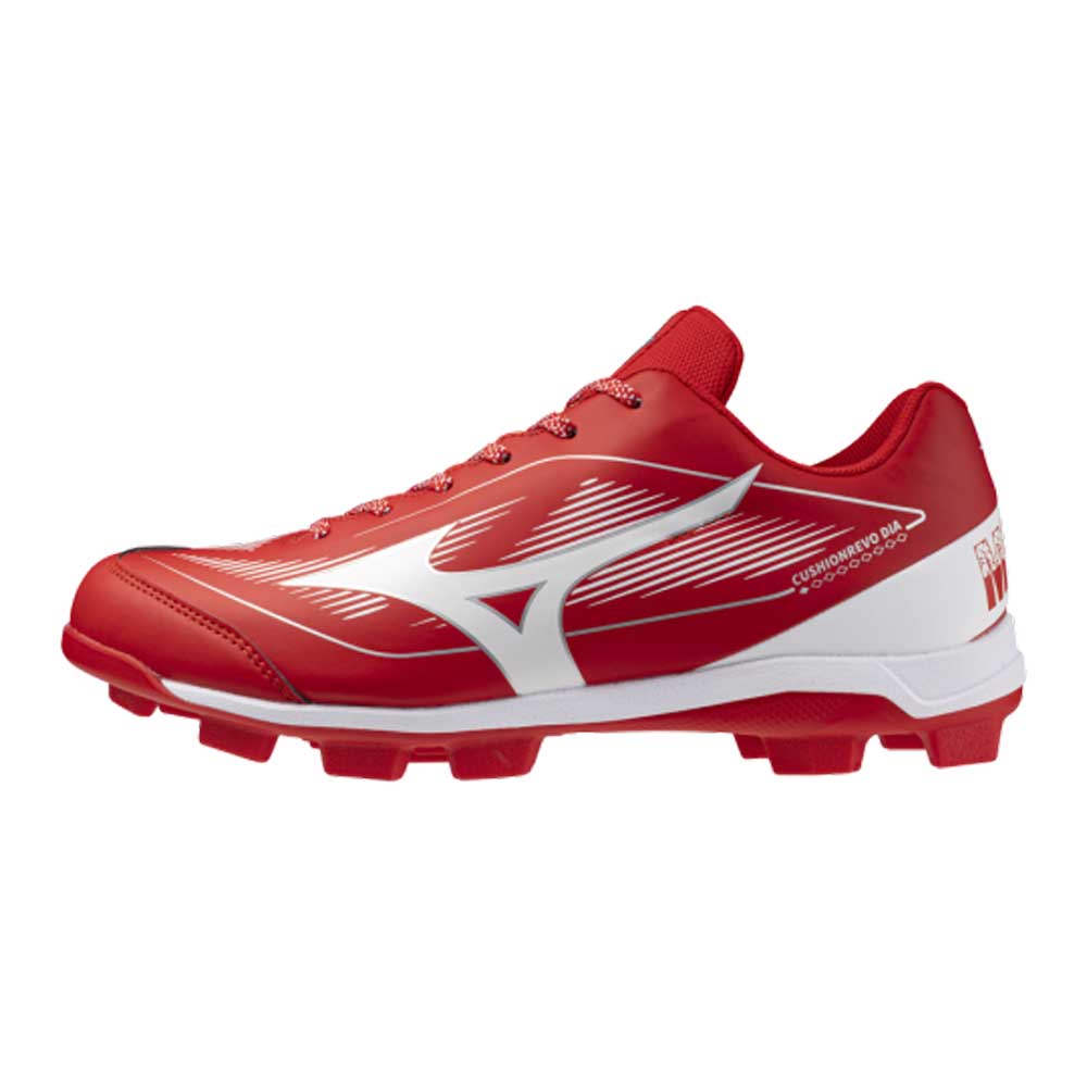 Mizuno Cushionrevo Diamond TPU Cleats Red/White 6