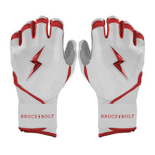 Bruce Bolt Chrome Series Long Cuff Batting Gloves-Adult Red Small