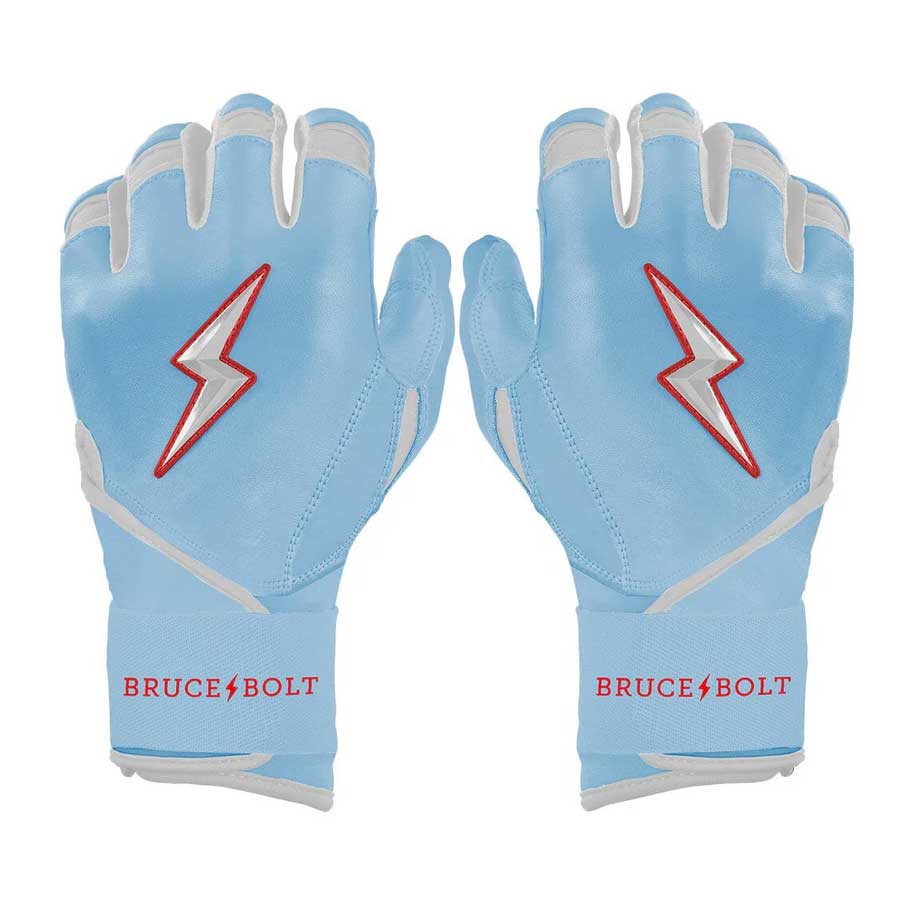 Bruce Bolt Signature Series Long Cuff Batting Gloves-Adult Happ Baby Blue Small