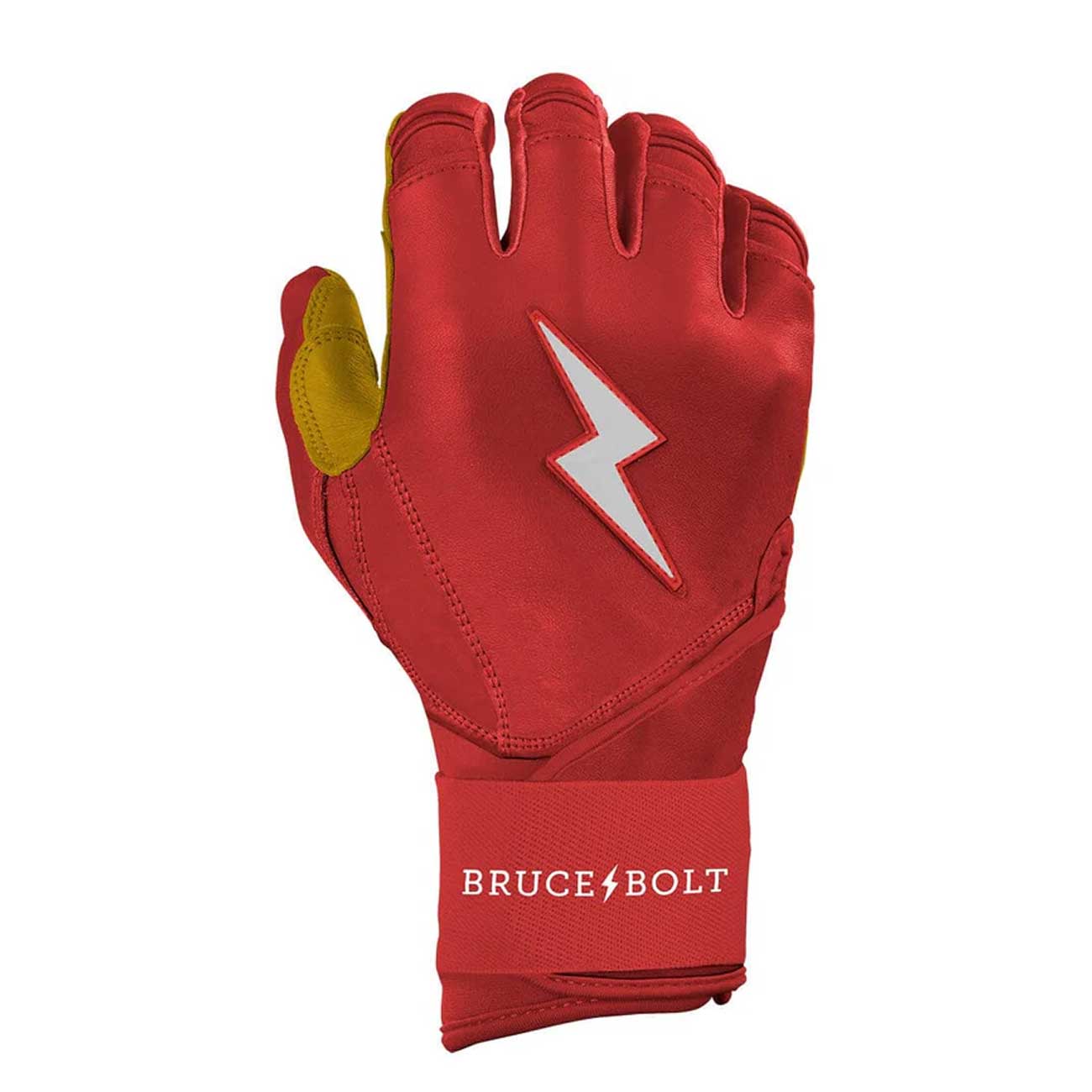 Bruce Bolt Original Series Long Cuff Batting Gloves-Youth Red Youth Small