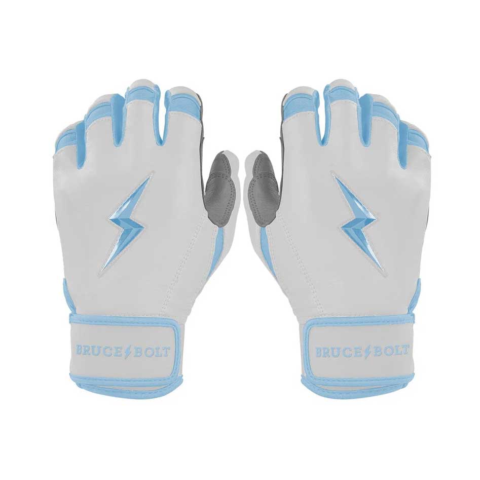 Bruce Bolt Chrome Series Short Cuff Batting Gloves-Youth Baby Blue Youth Small