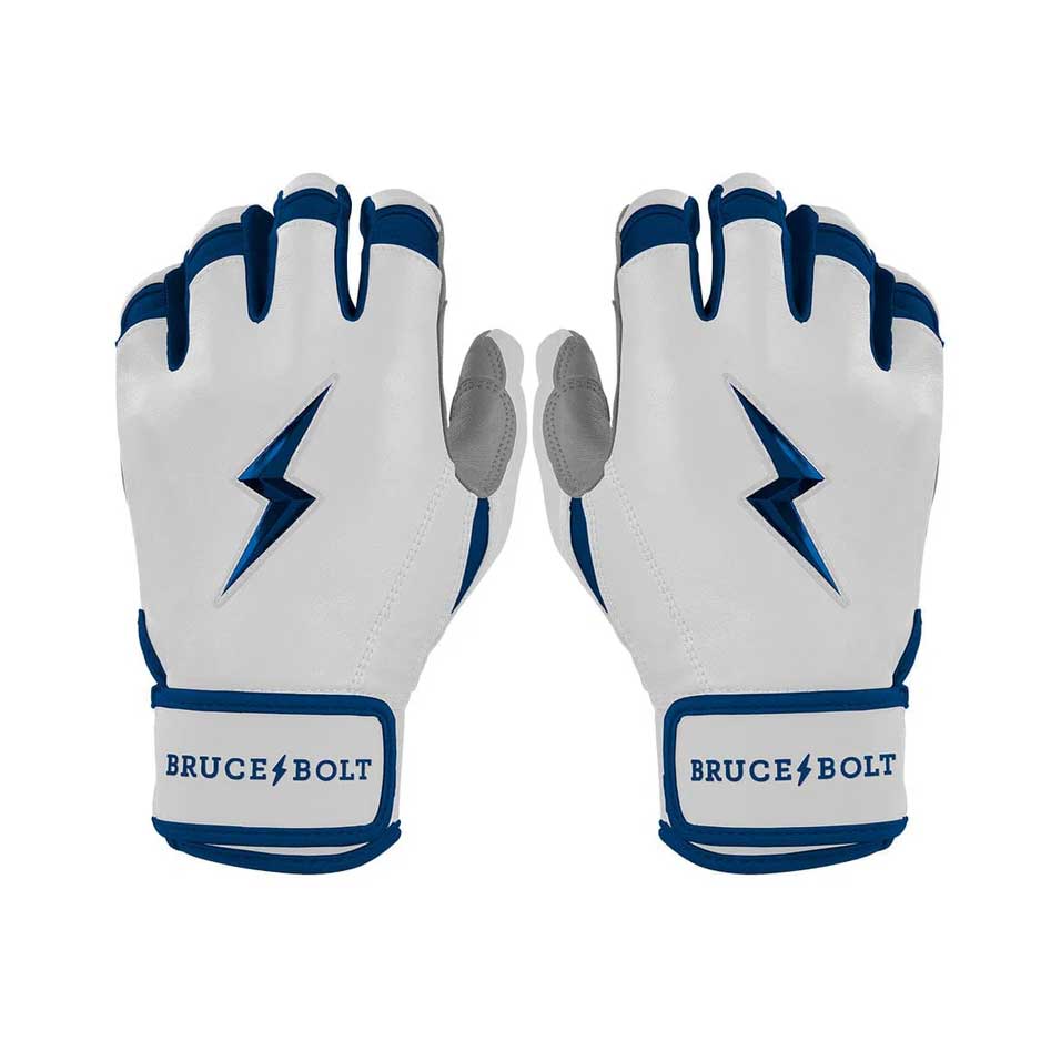 Bruce Bolt Chrome Series Short Cuff Batting Gloves-Adult Navy Blue Small