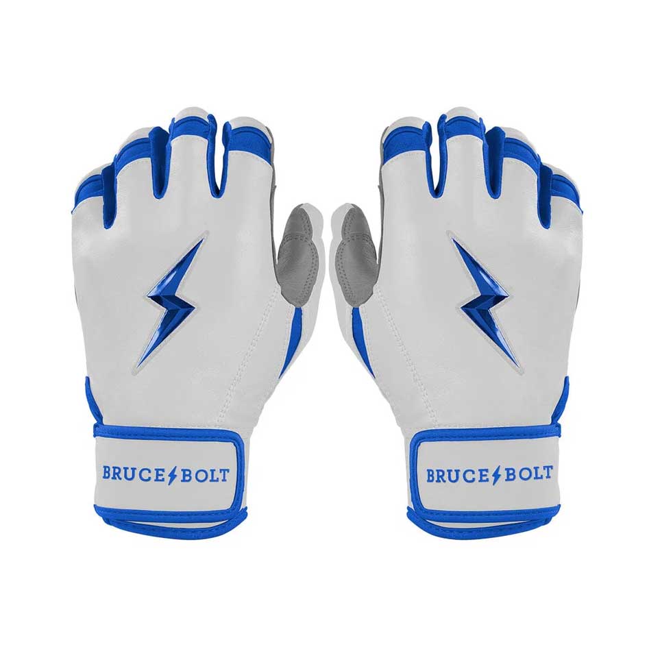 Bruce Bolt Chrome Series Short Cuff Batting Gloves-Adult Royal Blue Small