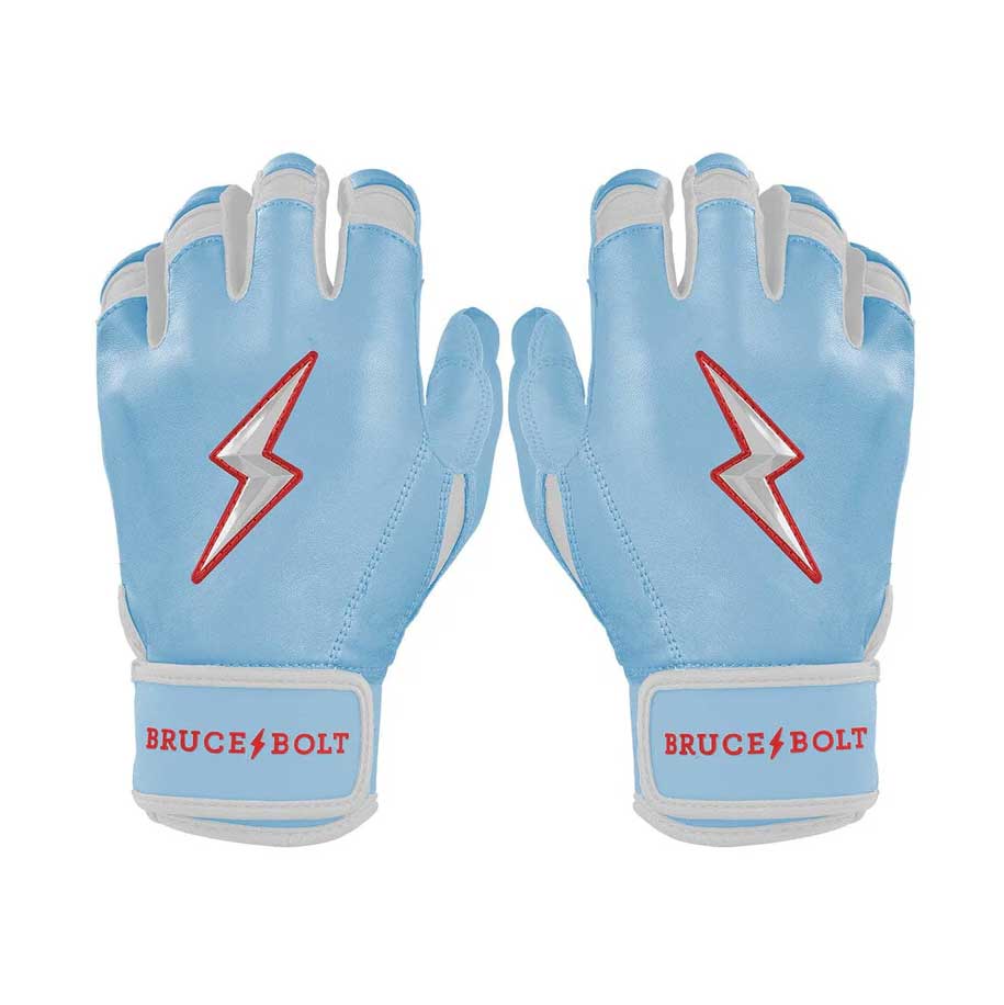 Bruce Bolt Signature Series Short Cuff Batting Gloves-Youth Happ Baby Blue Youth Small