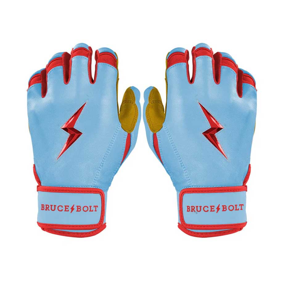 Bruce Bolt Signature Series Short Cuff Batting Gloves-Youth Bader Baby Blue Youth Small
