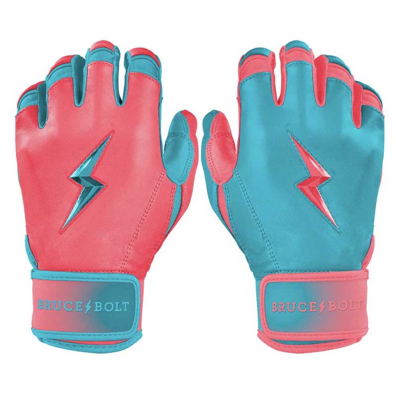 Bruce Bolt Signature Series Short Cuff Batting Gloves-Youth Pink/Teal Youth Small