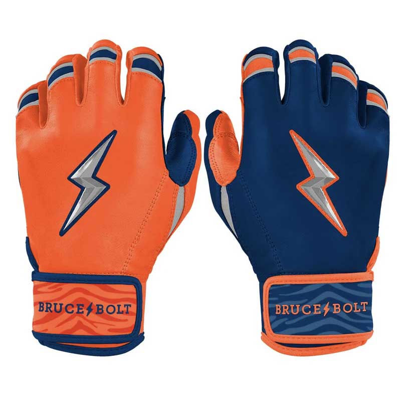 Bruce Bolt Signature Series Short Cuff Batting Gloves-Youth Clark Navy/Orange Youth Small