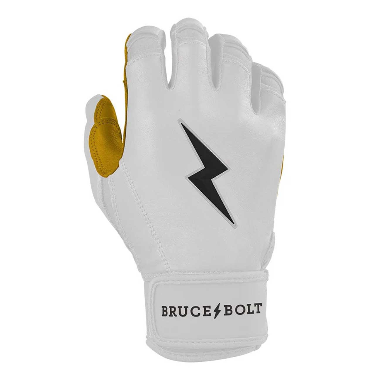 Bruce Bolt Original Series Short Cuff Batting Gloves-Youth White Youth Small