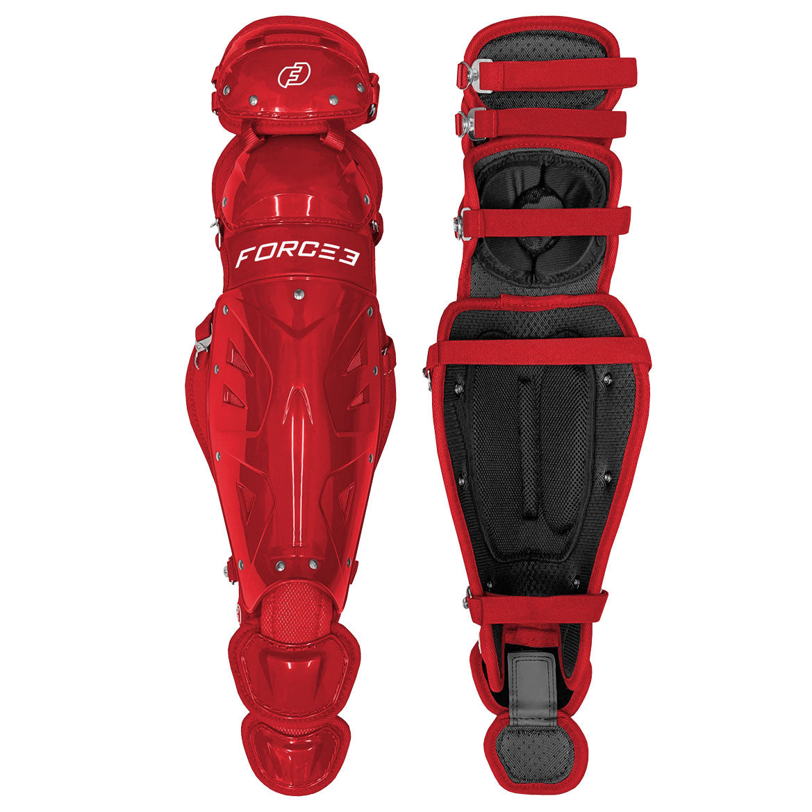 Force3 Catcher Shin Guards Red Adult