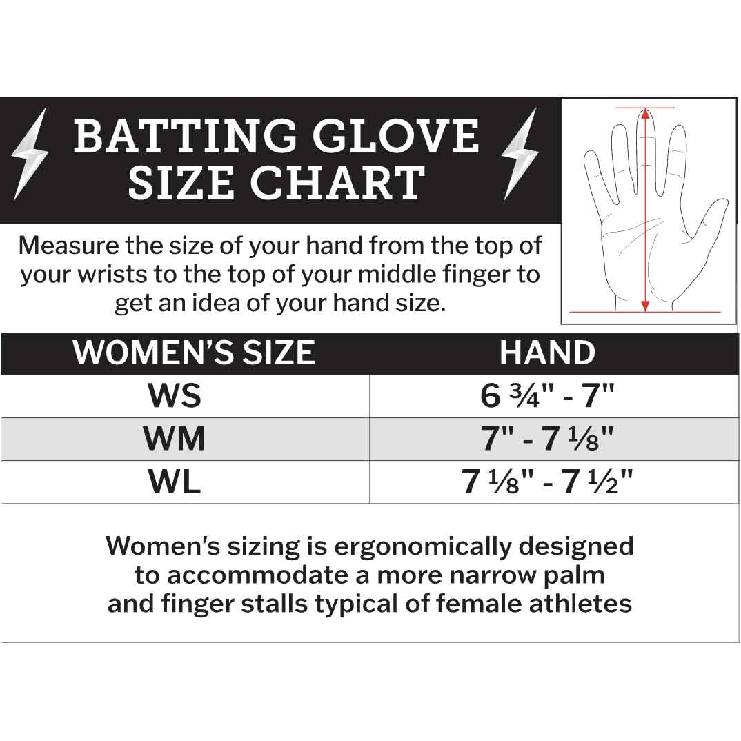 Bruce Bolt Signature Series Short Cuff Batting Gloves-Womens