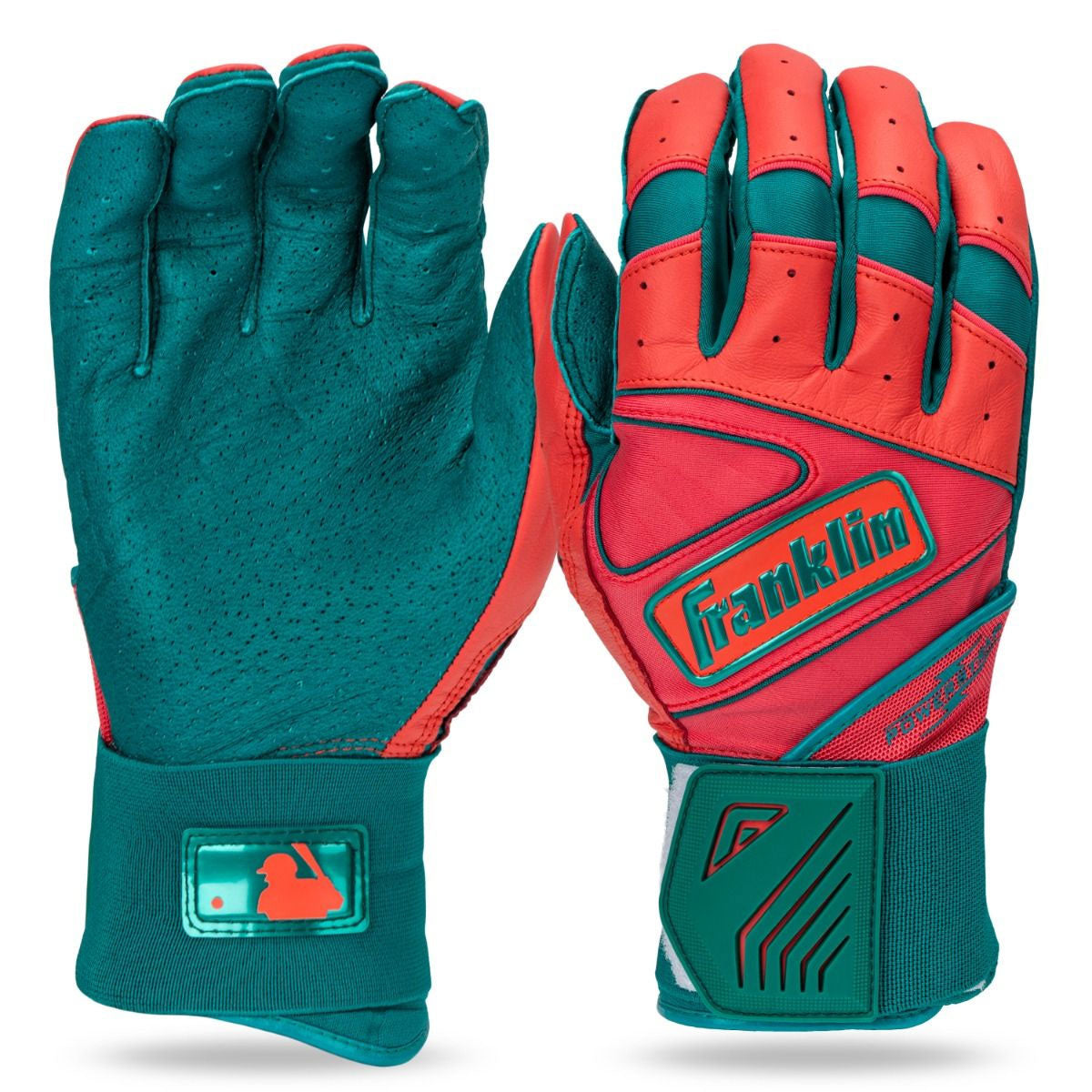 Franklin Powerstrap Infinite Powerstrap Batting Gloves Teal/Coral Small