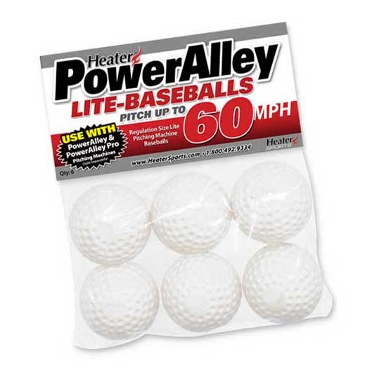 Heater Sports Power Alley 60 MPH White Lite Baseballs 6-Pack