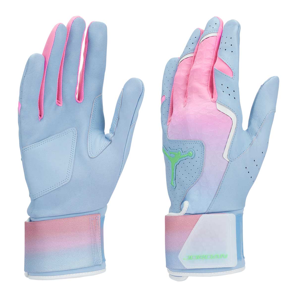 Jordan Legend Long Cuff Batting Gloves Psychic Pink/Green Glow Medium