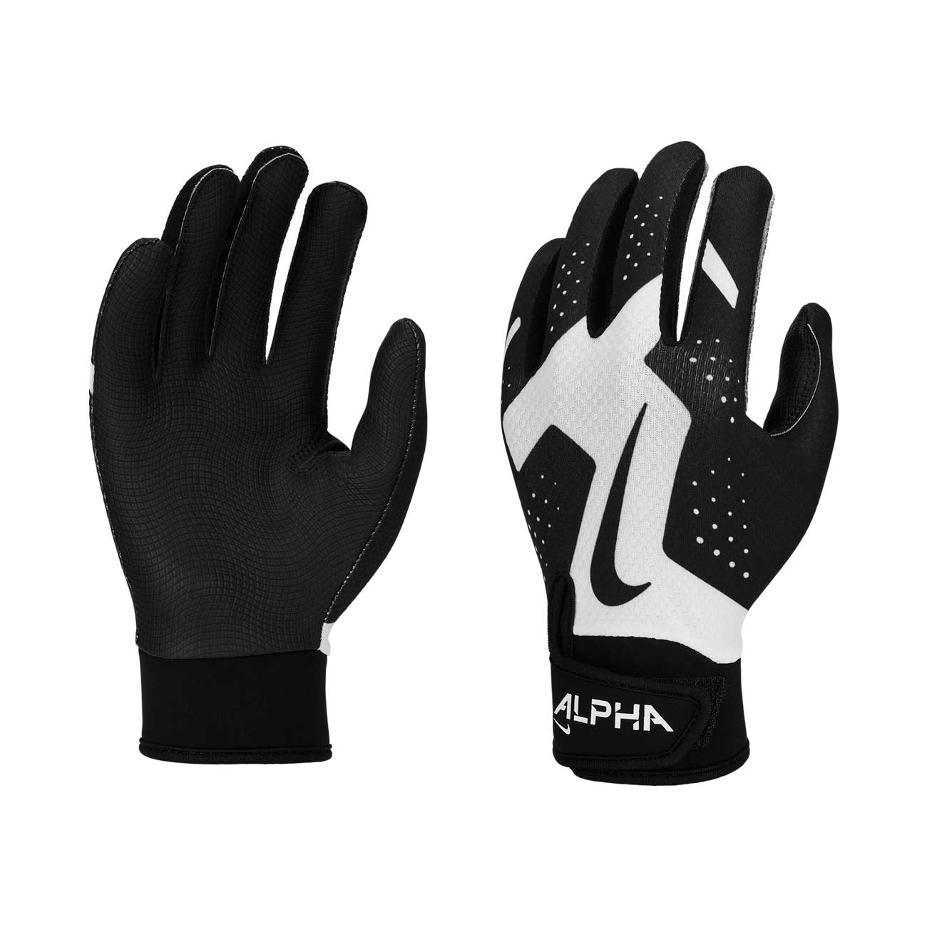 Nike Alpha 2.0 Youth Batting Gloves White/Black Medium / Large