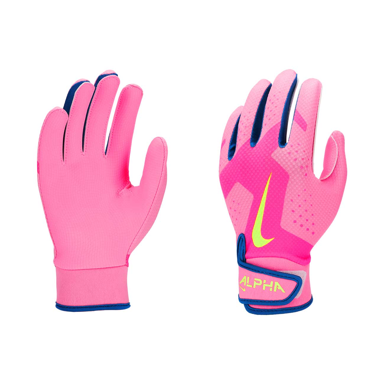 Nike Alpha 2.0 Youth Batting Gloves Pink Pow/Volt Ice Medium / Large