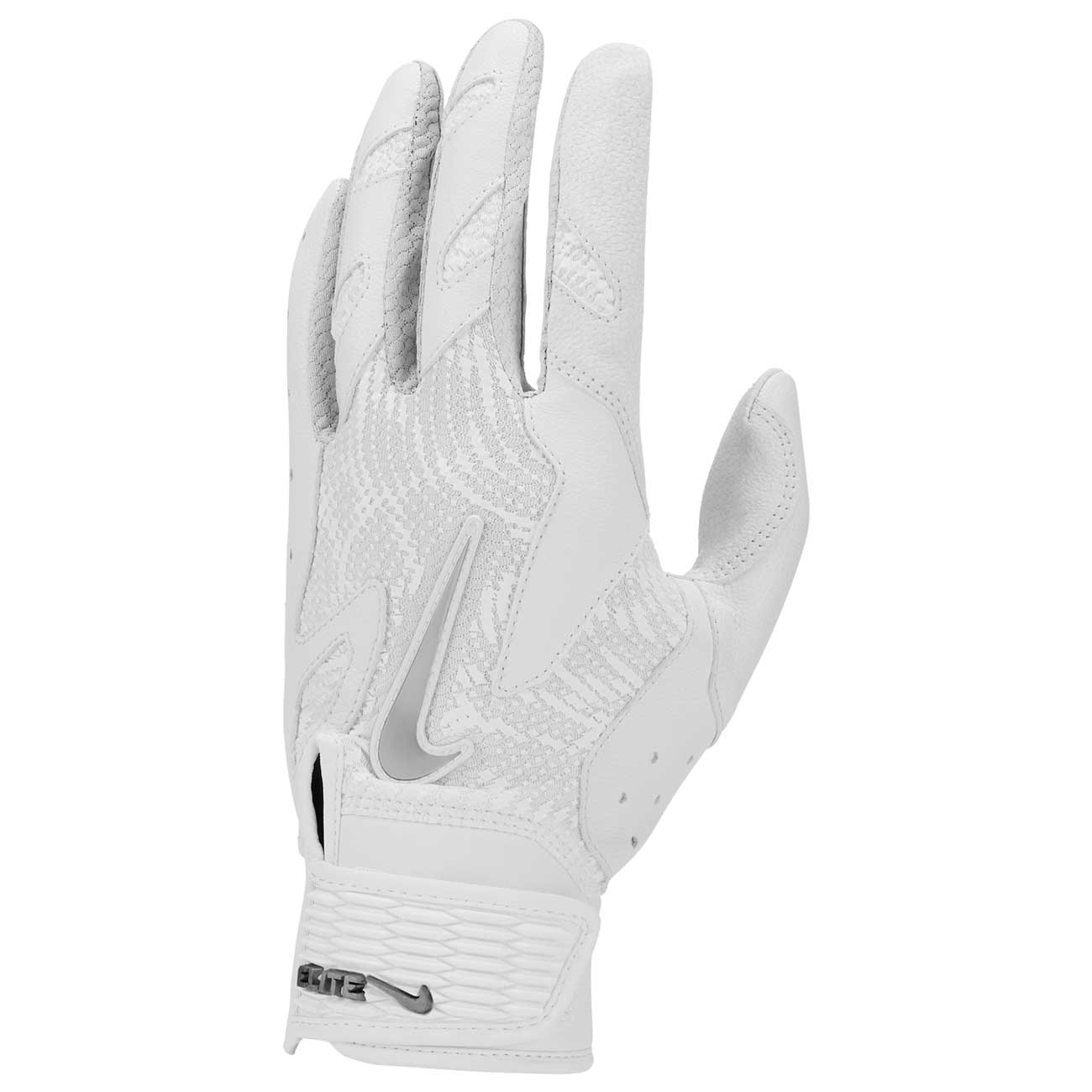 Nike Alpha Elite 2.0 Batting Gloves White/Metallic Silver Small