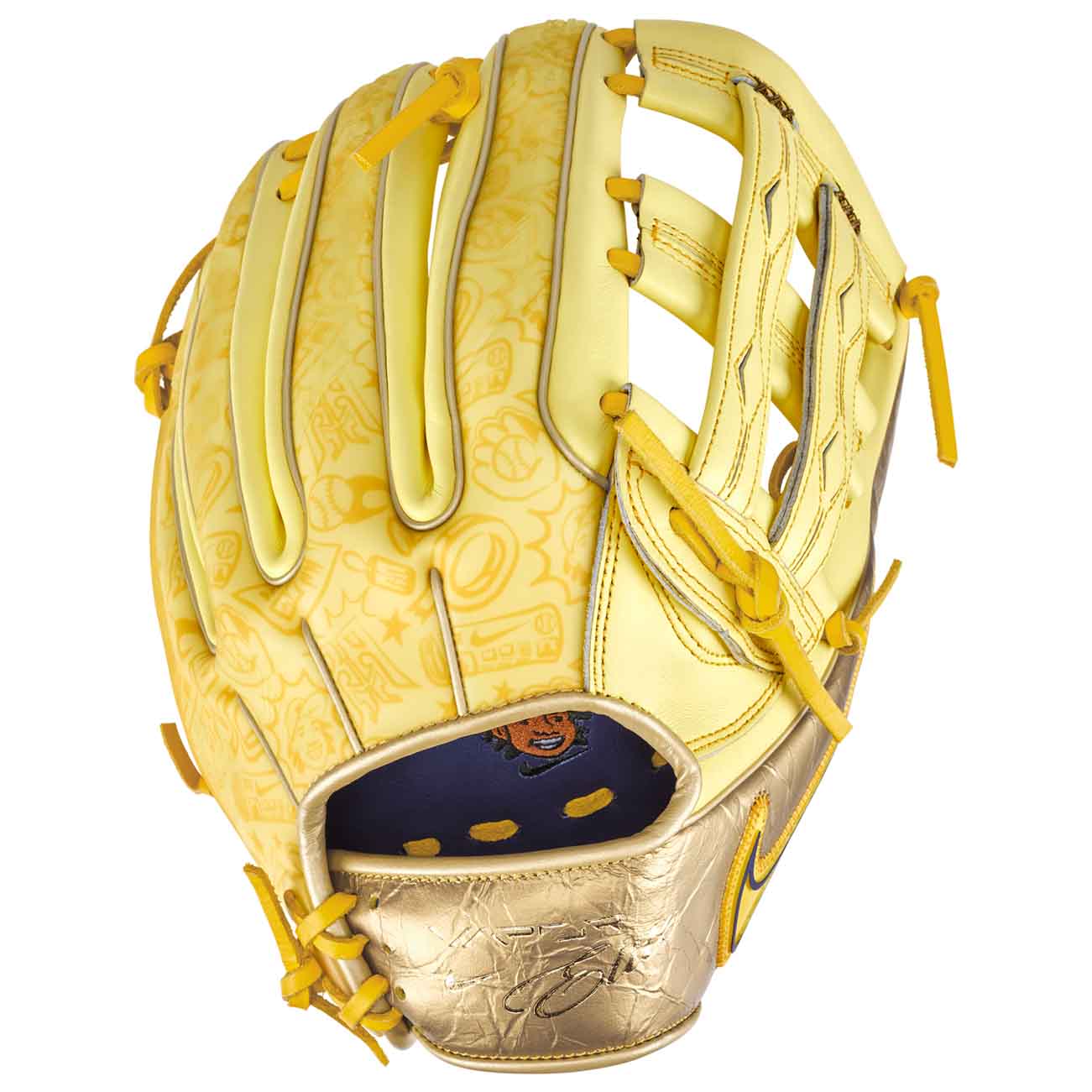 Nike Vapor Elite Acuna H-Web Laser Orange/Midwest Gold/Deep Royal 12.75"-RHT