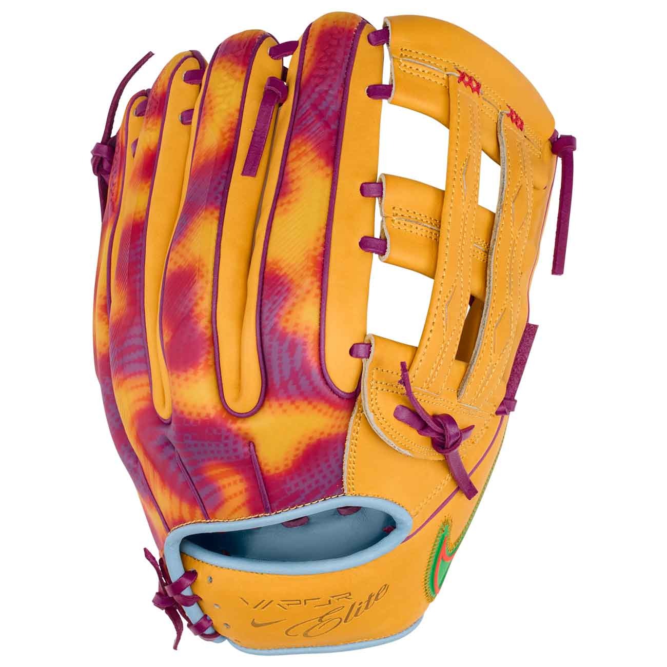 Nike Vapor Elite Acuna H-Web University Gold/Hyper Violet/Green Shock 12.75"-RHT