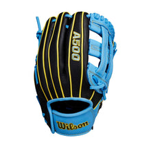 Wilson A500 Dual Post Black/Cool Blue/Optic Yellow 10.5"-RHT