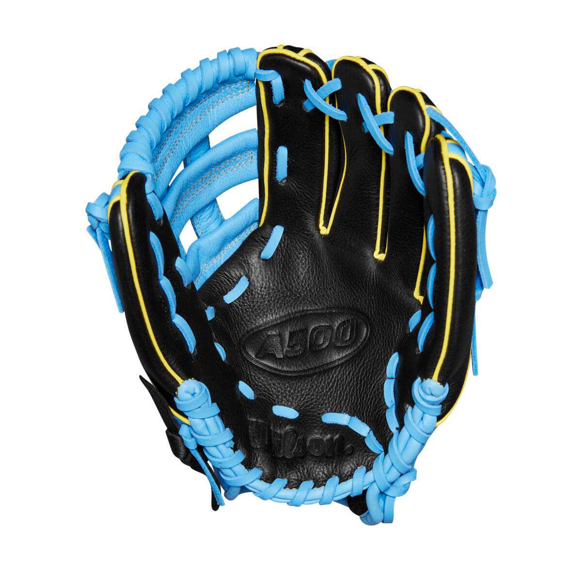 Wilson A500 Dual Post Black/Cool Blue/Optic Yellow 10.5"-RHT