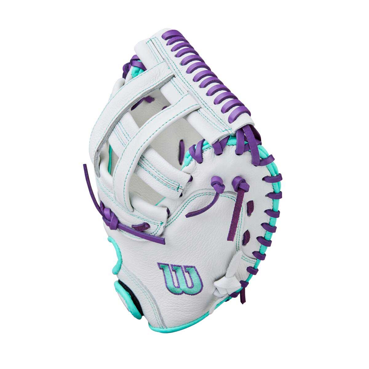 Wilson A500 Siren Fastpitch Dual Post CM White/Seafoam/Purple 32"-RHT
