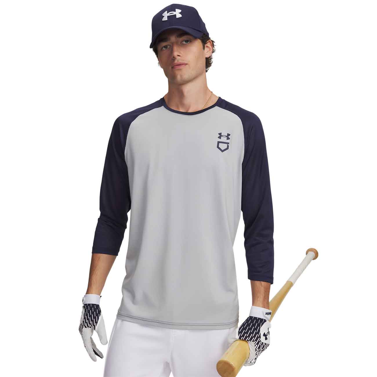 UA Mens Utility 3/4 Shirt Grey/Navy Small